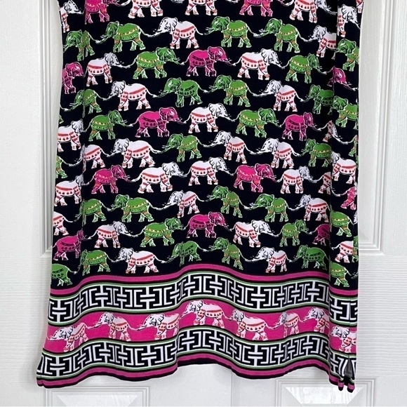 Crown & Ivy Elephant Print Preppy Embroidered A-Line Sleeveless Dress Medium - Picture 10 of 11